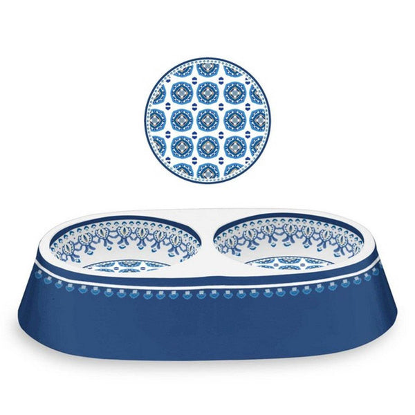 Tarhong Moroccan Pet Bowl Double Indigo