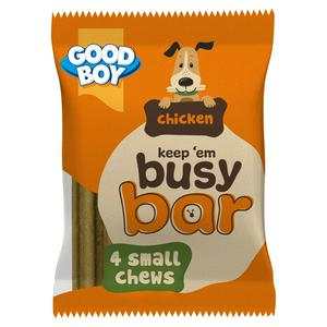 Good Boy Busy Bar Chicken Small Dog Chew 4 Pack packaging.