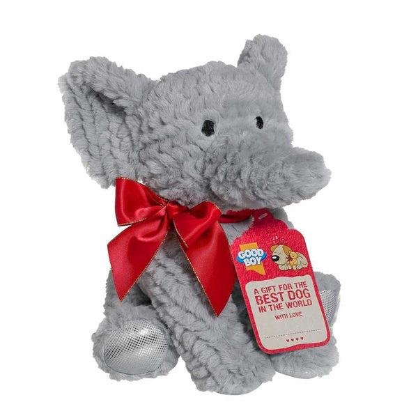 Good Boy Elephant Dog Toy with soft plush fabric and built-in squeaker.