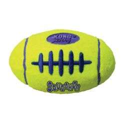 KONG AirDog Squeaker American Football Dog Toy, durable fetch toy with tennis ball texture.