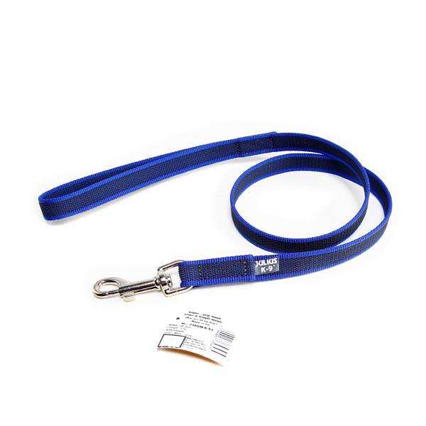 Julius K9 Colour & Gray® Super Grip Dog Lead in blue, featuring durable rubber threads and secure carabiner.