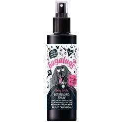 Bugalugs Baby Fresh Detangling Spray bottle with black and pink label, for silky dog fur.