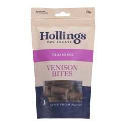 Hollings Venison Bites Dog Training Treats packaging.