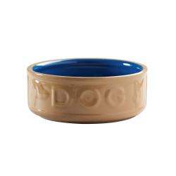 Mason & Cash Cane & Blue Lettered Ceramic Dog Bowl