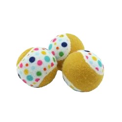 Ancol Pawty Time Dog Tennis Ball 3 pack with colorful pattern, perfect for fetch.