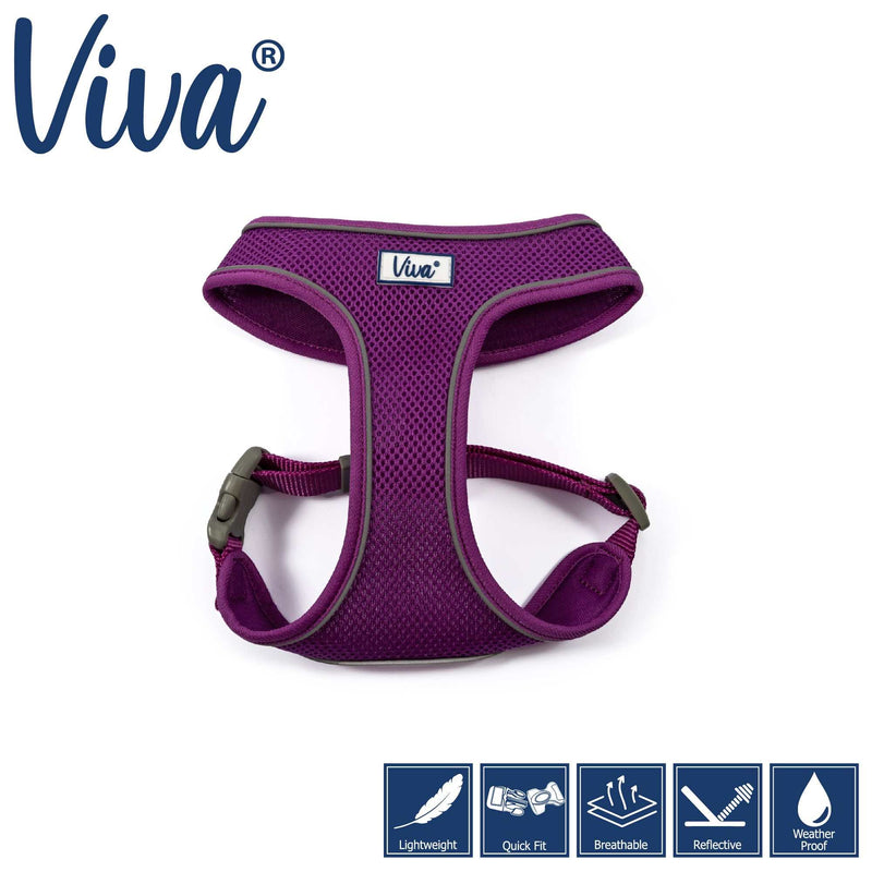 ANCOL VIVA comfort dog harness in purple with reflective strip and breathable mesh.