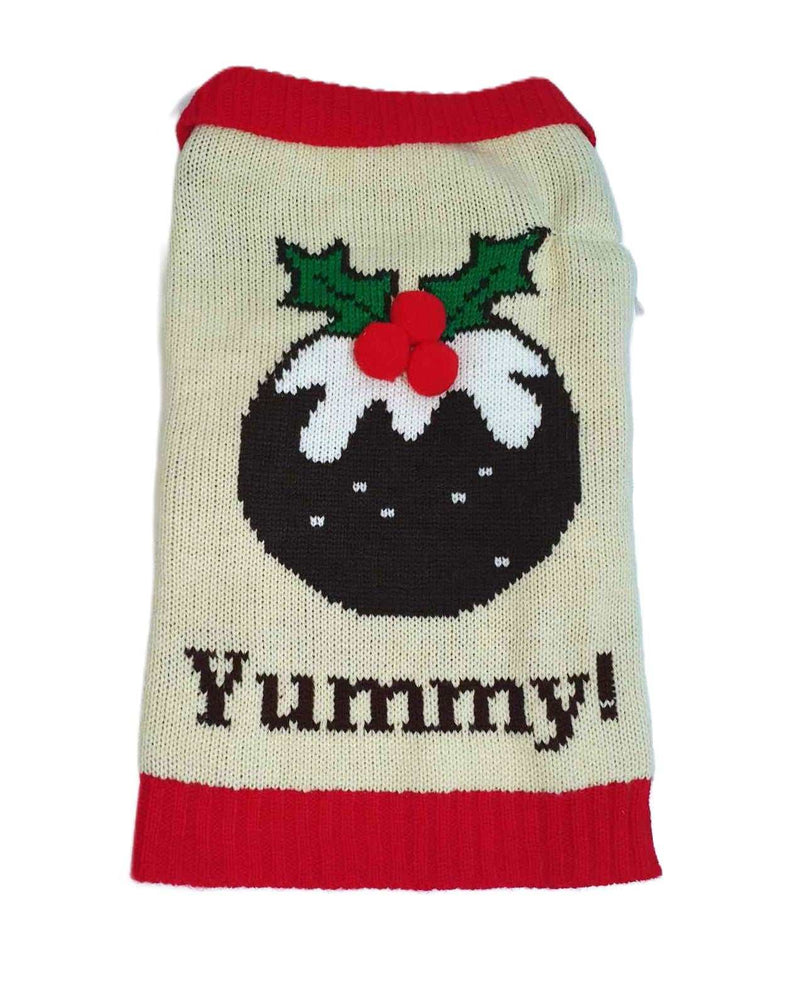 Animate Yummy Christmas Pudding Jumper for pets with festive design.