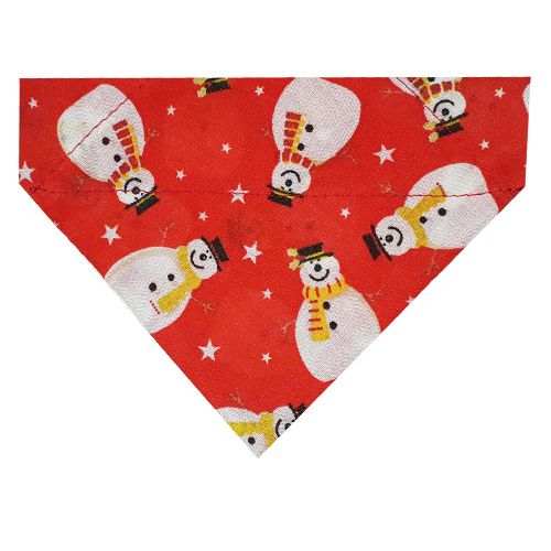 Gingerbread Man Christmas Bandana with festive red snowflake and heart pattern.