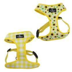 Ancol Soho reversible harness with sunflower and yellow check pattern