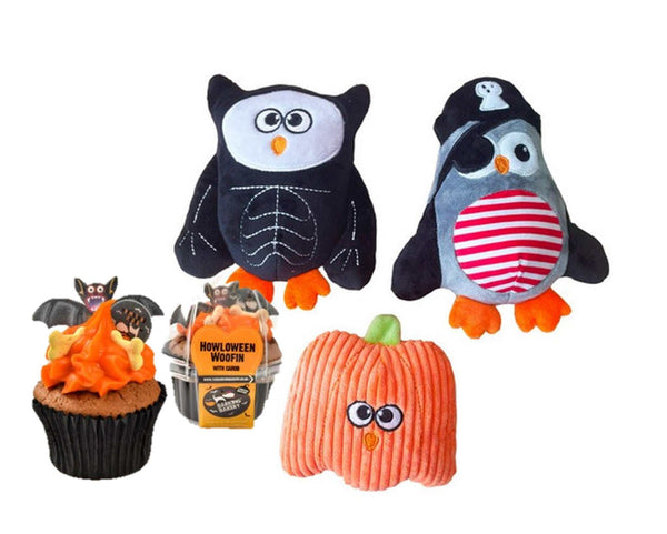 The Happy Pet Halloween Trio Dog Toy with Halloween Woofin