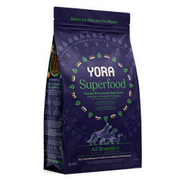 YORA Superfood Insect Protein for all dog breeds packaging.